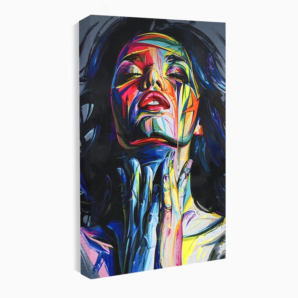 Tablou canvas cu tablou canvas cu femeie stilizata, fara rama, pe sasiu de lemn